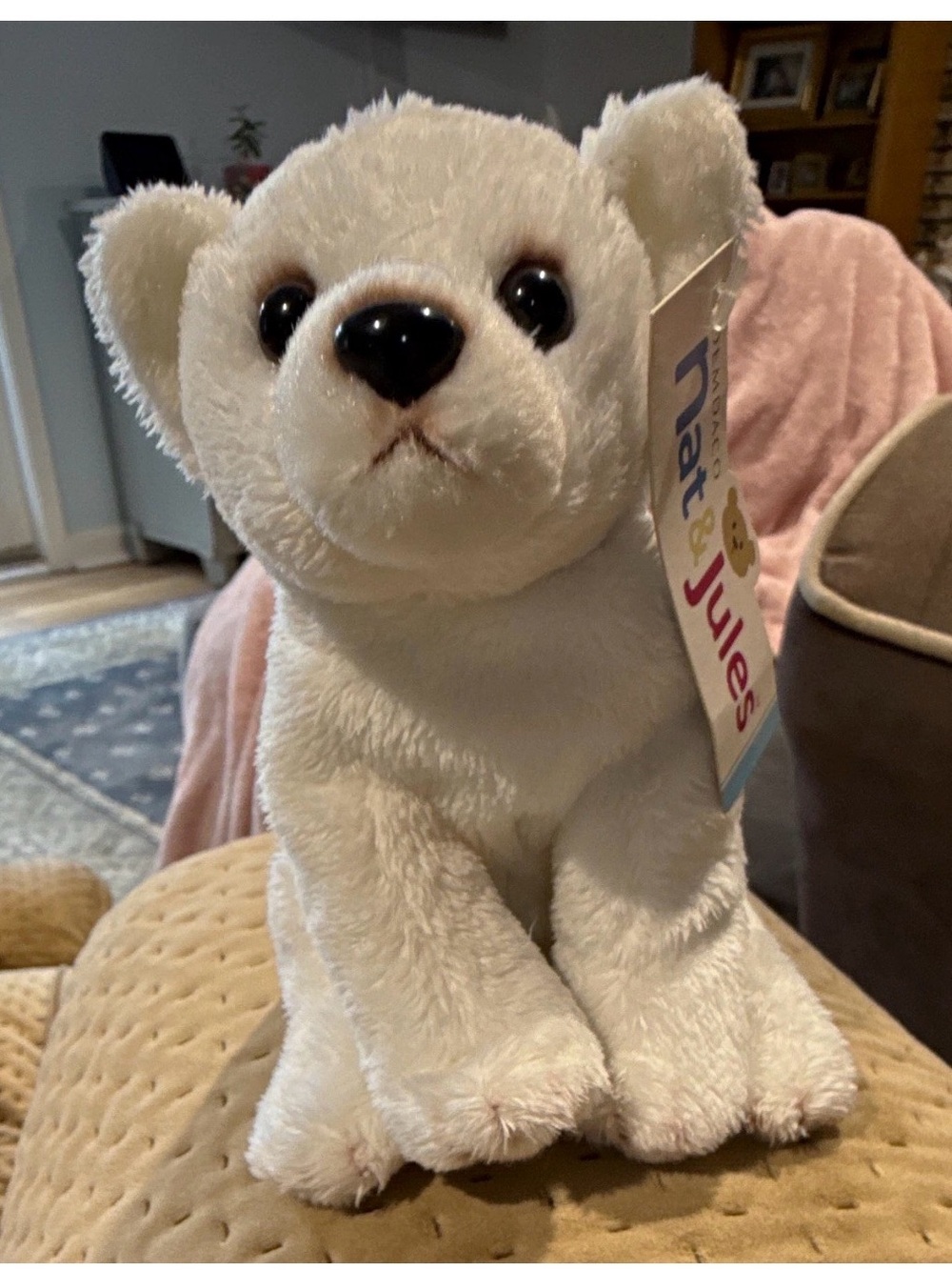 DEMDACO Nat & Jules White Bear Plush Stuffed Animal - Small with tags